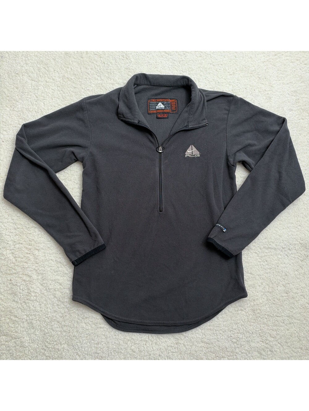 Vintage Nike ACG Thermal Layer 2 Fleece 1/4 Zip Womens S Gray Y2K Gorpcore Hike